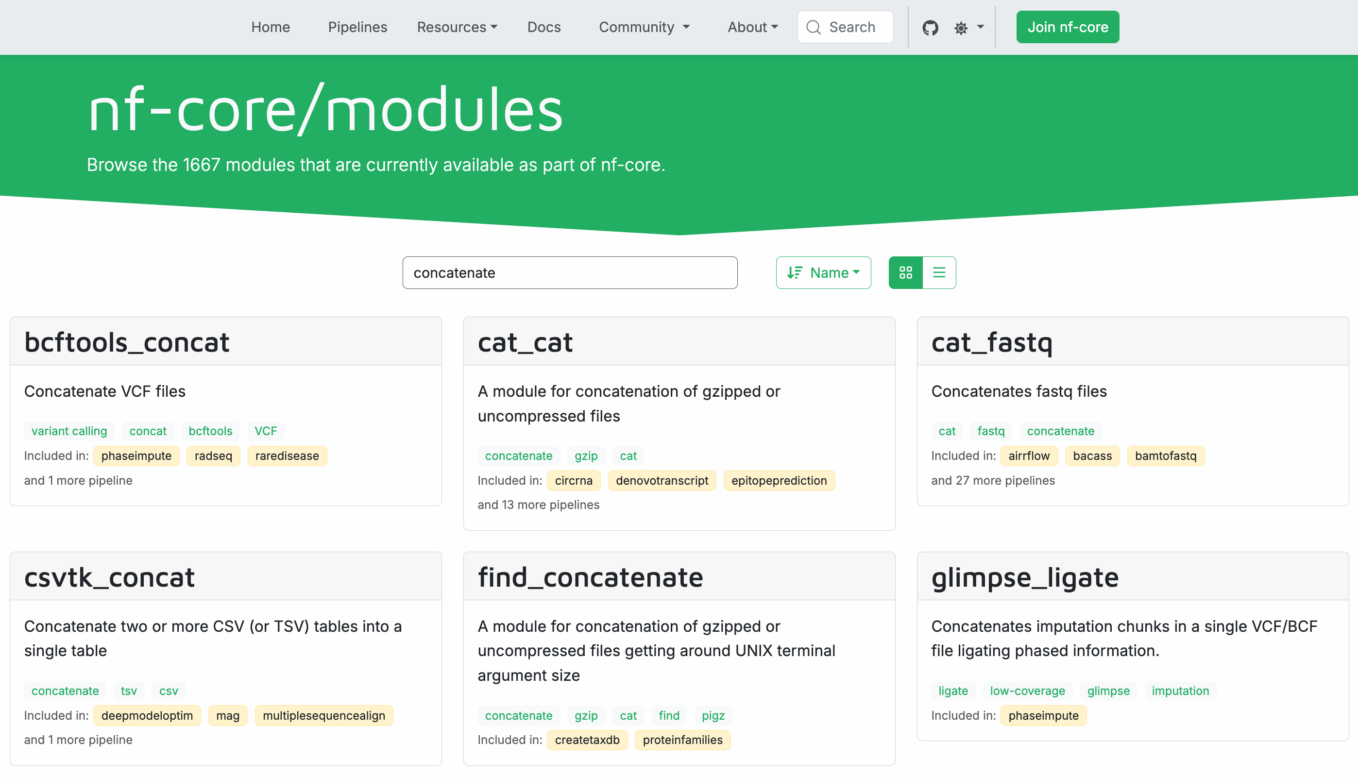 risultati ricerca moduli